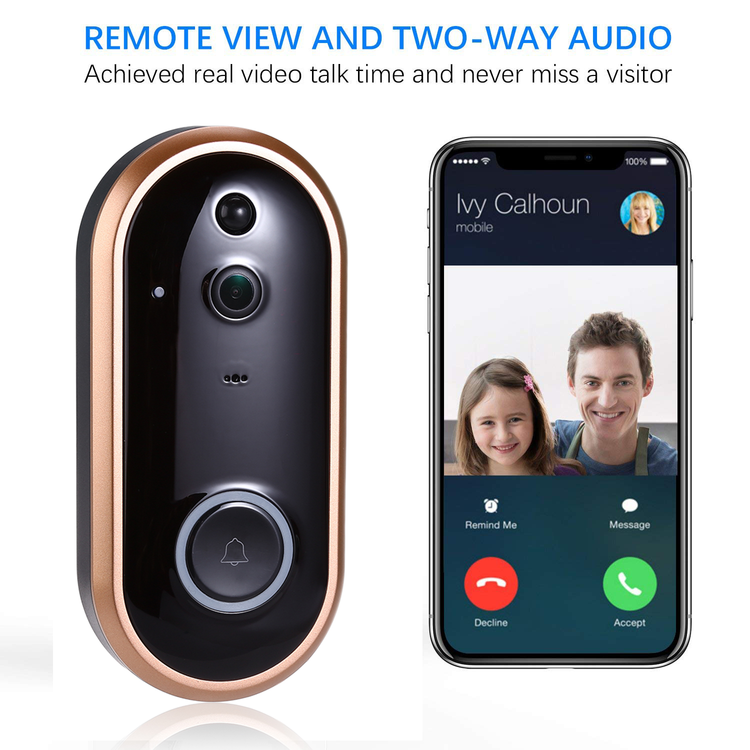 1080P Wireless Wifi Doorbell Smart Phone Ring Security Camera Video Door Bell With Chime