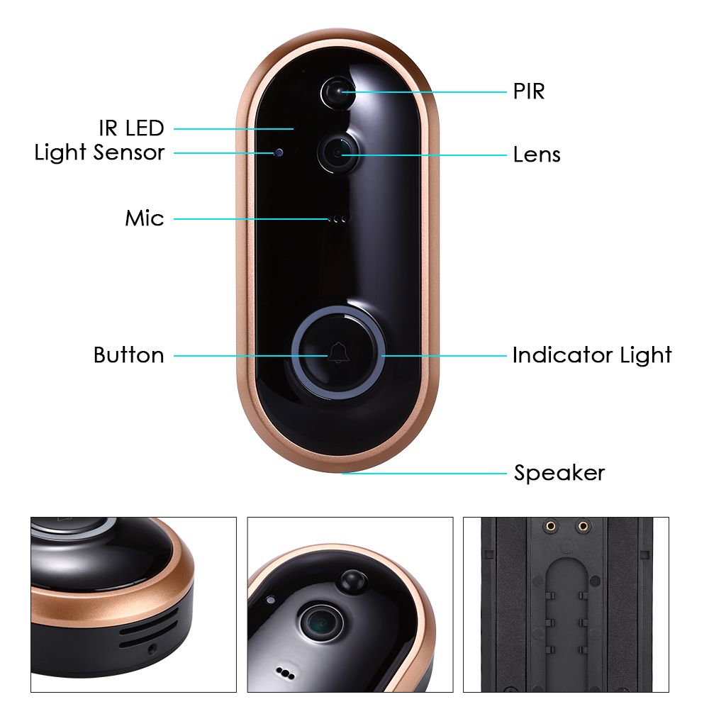 1080P Wireless Wifi Doorbell Smart Phone Ring Security Camera Video Door Bell With Chime