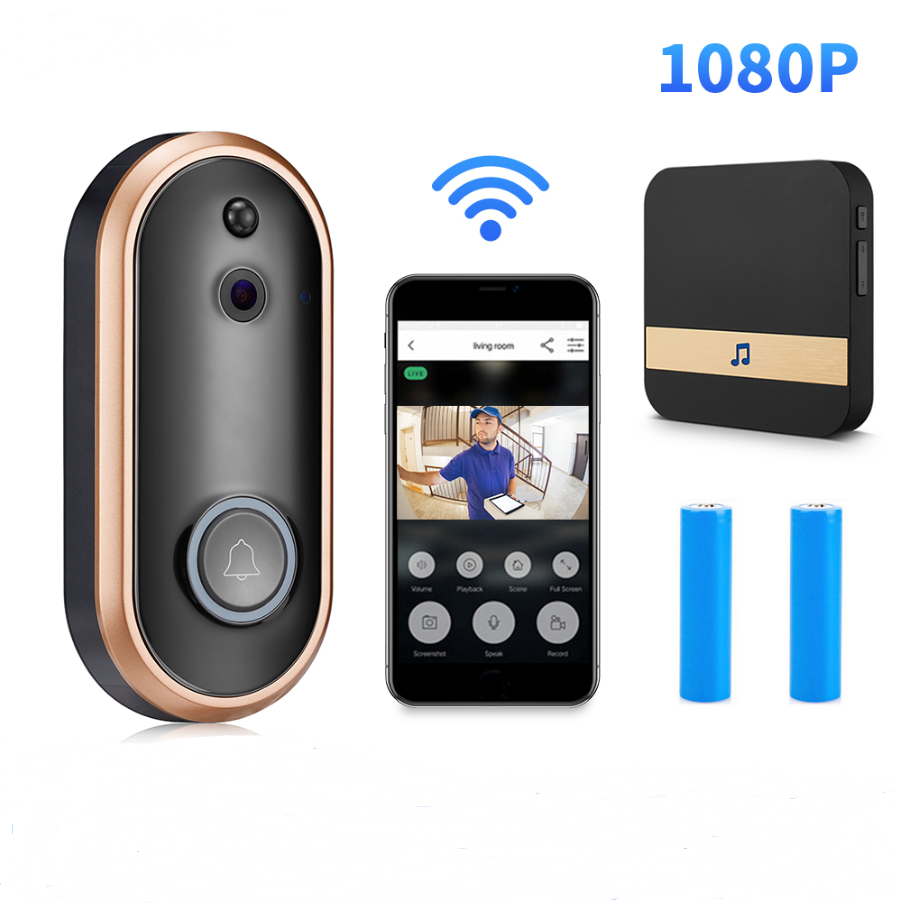 1080P Wireless Wifi Doorbell Smart Phone Ring Security Camera Video Door Bell With Chime