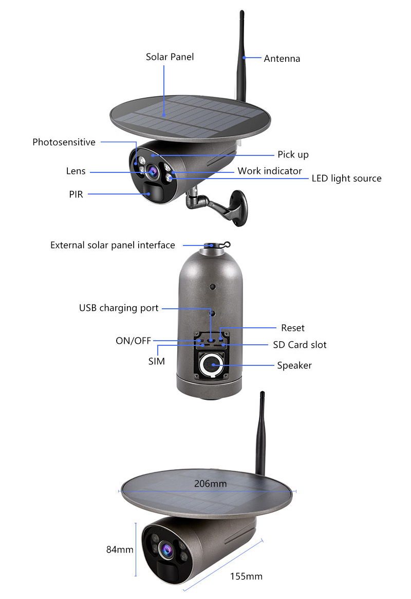 Wifi 4G Waterproof Outdoor Security Wireless IP Battery Powered Ptz Solar Camera