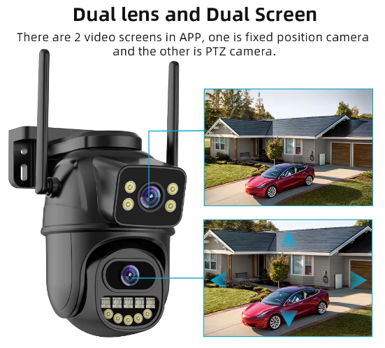 A33 Icsee Dual Lens 6MP 4K Smart Dual Light Outdoor Cctv Wireless Ptz Cameras